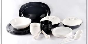 Black & White Melamine Plastic Dinner Sets