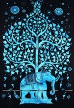Turquoise Elephant Tapestry Hippie Wall Hanging Bohemian Bedspread