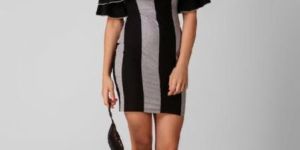 Texco Striped off Shoulder Body Con Dress