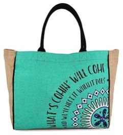 Jute Burlap and Cotton Shopping Tote Bag