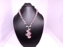 Rose Quartz Gemstone Necklace Excellent 925 Silver Jewelry