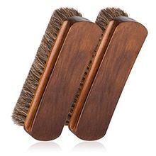 a HORSE HAIR BRISTLES WOODEN SHOE POLISH BUFFING BRUSH