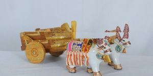 PD Craft Wooden Bullock Cart Show Piece
