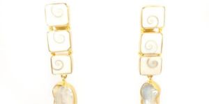 Hanging Barque Stone Earrings Jewelry