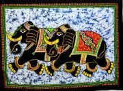 Ethnic Rajasthani Elephant Wildlife Cotton Fabric Wall Hanging