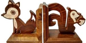 Wooden Squirrel Shaped Bookend