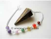 TIGER EYE FACETED CHAKRA CHAIN PENDULUM