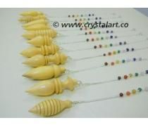 WHITE ROSE WOOD CHAKRA CHAIN PENDULUM