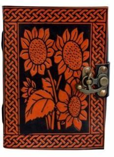Leather Journal Embossed Celtic Flower Leaves Design Bound Pocket Diary Gift Book