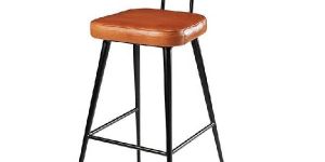 Stylish Aged Leather Iron Bar Chair