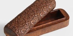 Wooden Hand-Carved Pencil Box