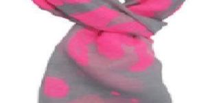 Pink & Grey Cotton Ladies Printed Stole