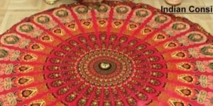 PEACOCK ROUNDIE COTTON HIPPIE TAPESTRY ROUND BEACH TOWEL