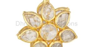 Sterling Silver Gold Plated White Zircon Jewelry Findings Pendant