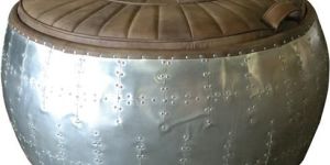 Turbine Round Top Grain Leather Ottoman