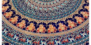 Multicolor Elephant Mandala Tapestry Wall Hanging