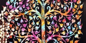 Multicolor Elephant Tree Tapestry Tie