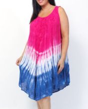 Sleeveless Round Embroidered Dipped Hem Sundress