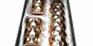 Handmade Designer Copper Water Bottle with Glass Set