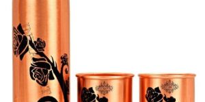 Modern Copper Bottle with Glass Set