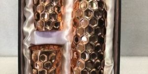 Fancy Copper Water Bottle with Glass Set