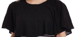 Women Stripe Black Ribbon Poncho