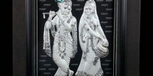 Silver Radha Krishna Frame with LED Light