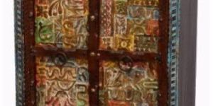 Distress Finish Wooden Carved Cabinets