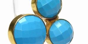 Turquoise Multi Shapes Gold Plated Bezel Gemstone Ring