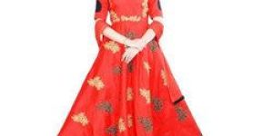 Red Embroidered Anarkali Suit