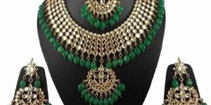 Pearls Look Gold Plated Party Wear Handmade Necklace Set