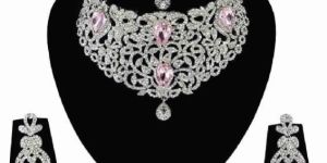 Zircon Design Handmade Silver Plated Jewelry Necklace Set