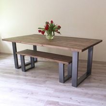 Industrial Dining Table with Cast Iron Legs