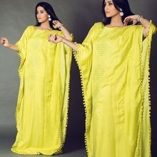 Neon Green with Eyelet Machine Embroidered Kaftan