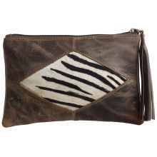 Leather Unique Pattern Clutch with Leopard Print