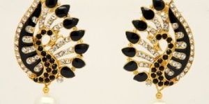 Bollywood Style Black Polki Earrings