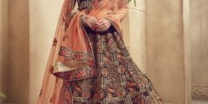 Velvet Anarkali Semi Stiched Lehengas