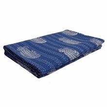 Natural Blue Indigo Hand Block Print Indian Cotton Quilt