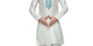 White Cotton Embroidery Ceremony Kurta Pajama