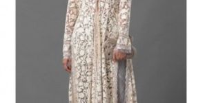 White Georgette Printed Party Kurta