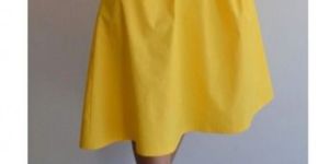 Yellow Cotton Solid A-Line Skirt
