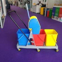 Triple Bucket Mop Wringer Trolley