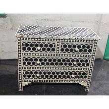 Bone Inlay Black 4 Drawers Chest of Drawers