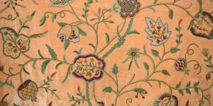 VELVET CREWEL EMBROIDERED FABRIC