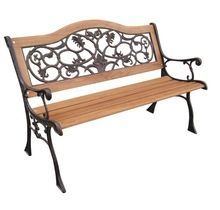 Indonesian Wooden and Metallic Garden Bench
