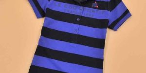 WOMENS SHORT SLEEVE SLIM STRIPE POLO TSHIRTS