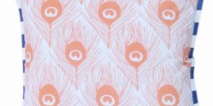 ORANGE PEACOCK FEATHER CUSHION