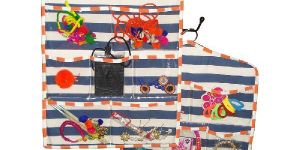 PRINTED BLUE AND ORANGE STRIPE ALMIRAH STORAGE