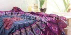 Purple Peacock Mandala Round Tapestry College Room Cool Wall Hanging