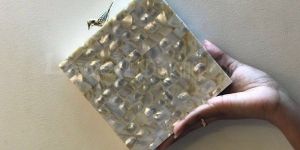 WHITE MOTHER OF PEARL CLUTCH SLING